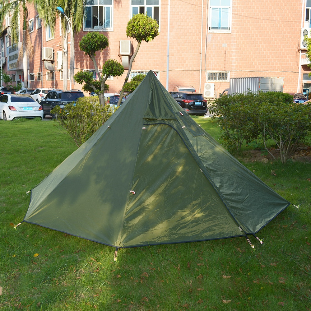 Cheap Goat Tents XC USHIO Pyramid Tent Camping Tent Travel Ultralight Outdoor Awnings Tent Shelter 4 Season Tent 1 2 Person Tent With Stove Jack Tents 